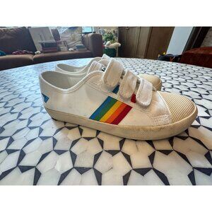 Gola Womens Coaster Rainbow Strap Sneakers Size 6 White Canvas Velcro Closure